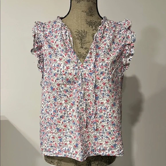 BB Dakota Steve Madden Floral Ruffle flutter Sleeve Top Size Large - Picture 6 of 12